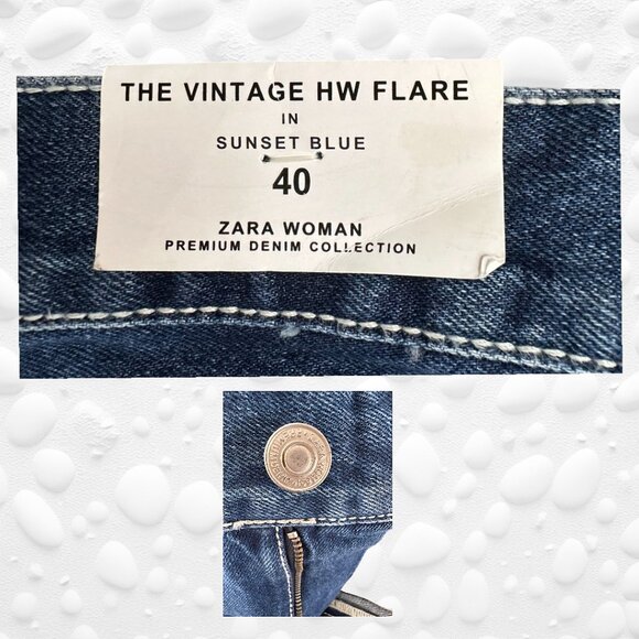 NWT Zara The Vintage HW Flare Jeans Tall 8 Sunset Blue - Picture 7 of 10